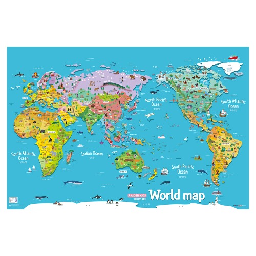 에이든 키즈 세이펜 세계지도 - 647개음성 대형 코팅 어린이 유아 여행 세계 지도 보기